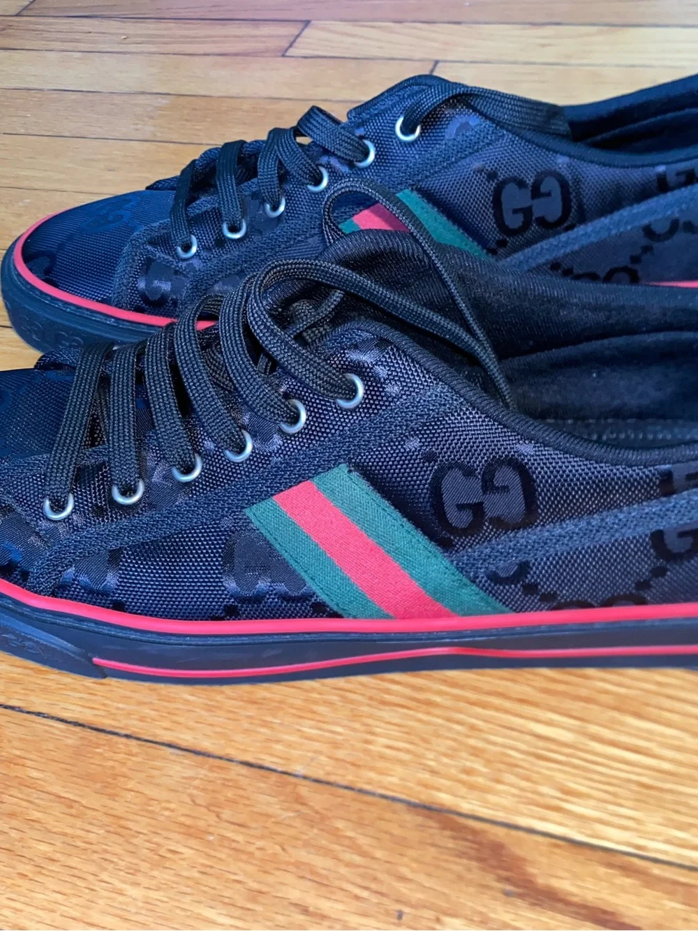 Gucci Tennis 1977 Off The Grid Black GG Sneakers Sz 13